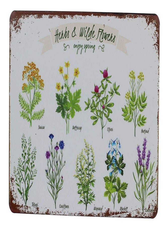 SUMIK Wildflowers Herbs Florals Botanical, Metal Tin Sign, Vintage Art Poster Plaque Living Room Bedroom Home Wall Decor - Image 1
